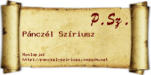 Pánczél Szíriusz névjegykártya